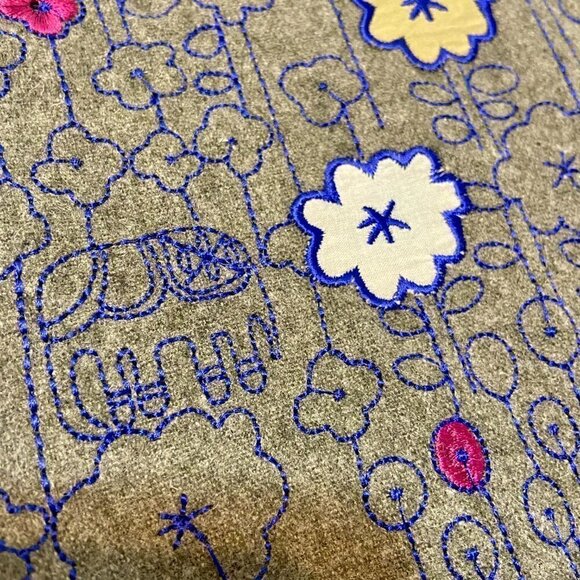 White Stuff gray skirt with embroidered flowers and little elephants, 14 - Picture 2 of 8